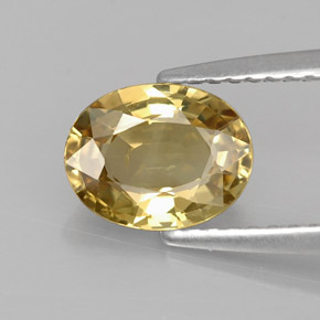 1.37 ct Yellow Chrysoberyl Gemstone, Chrysoberyl Gem in Oval Facet Shape for Sale.