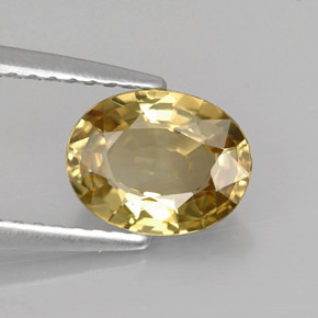 1.37 ct Yellow Chrysoberyl Stone, Natural Chrysoberyl in Oval Facet Shape for Sale