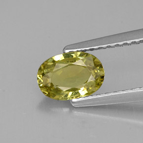 0.82 ct Green Chrysoberyl Gemstone, Chrysoberyl Gem in Oval Facet Shape for Sale.