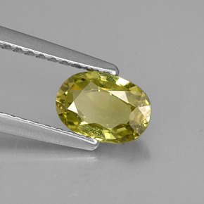 0.82 ct Green Chrysoberyl Stone, Natural Chrysoberyl in Oval Facet Shape for Sale