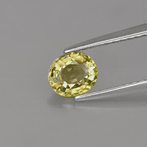 0.71 ct Yellow Chrysoberyl Gemstone, Chrysoberyl Gem in Oval Facet Shape for Sale.