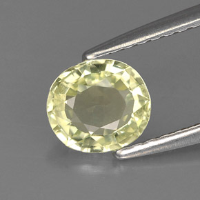 0.87 ct Green Chrysoberyl Gemstone, Chrysoberyl Gem in Oval Facet Shape for Sale.