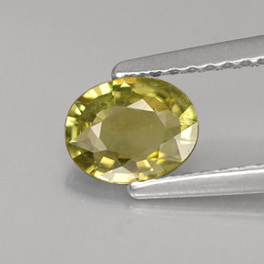 0.66 ct Green Chrysoberyl Gemstone, Chrysoberyl Gem in Oval Facet Shape for Sale.