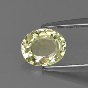 0.72 ct Green Chrysoberyl Gemstone, Chrysoberyl Gem in Oval Facet Shape for Sale.