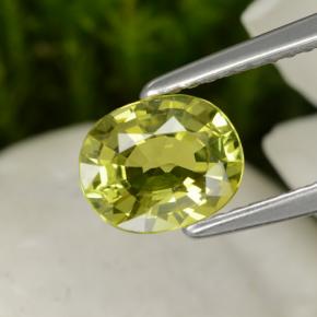 1.30 ct Yellow Chrysoberyl Gemstone, Chrysoberyl Gem in Oval Facet Shape for Sale.