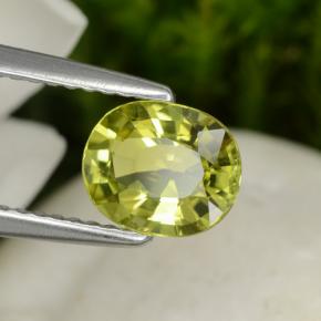 1.30 ct Yellow Chrysoberyl Stone, Natural Chrysoberyl in Oval Facet Shape for Sale