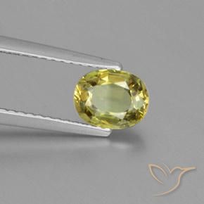 1.00 ct Yellow Chrysoberyl Stone, Natural Chrysoberyl in Oval Facet Shape for Sale