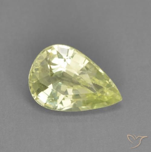 1.39 ct Green Chrysoberyl Stone, Natural Chrysoberyl in Pear Facet Shape for Sale