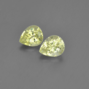 2 Stück/Paar Birne Chrysoberyll in Größe 6,6 x 5,4mm, Gewicht 2,06 ct gesamt / durchschnittl. 1,03 ct, Zitronengelb in VVS-VS Reinheit, Garantiert natürliche Edelsteine, Mohs-Härte 8,5 Geeignet für den täglichen Gebrauch im Schmuck, Photo A