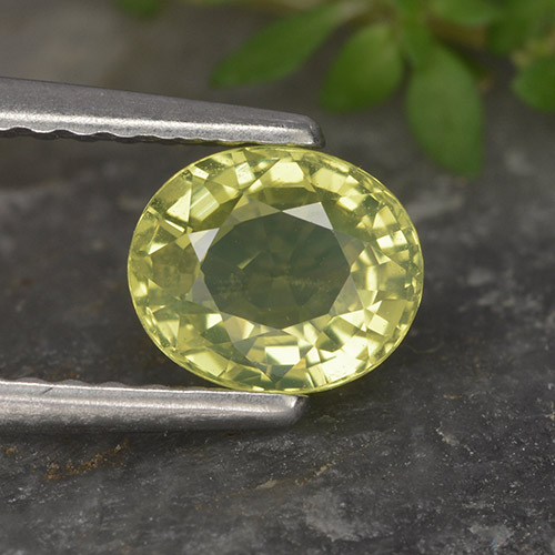 Lemon Yellow Хризоберилл Камень - 0.9ct Фасетный Овал (ID: 496265)