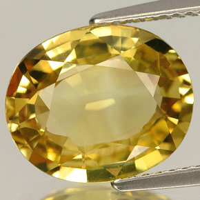 5.20 ct Yellow Chrysoberyl Gemstone, Chrysoberyl Gem in Oval Facet Shape for Sale.