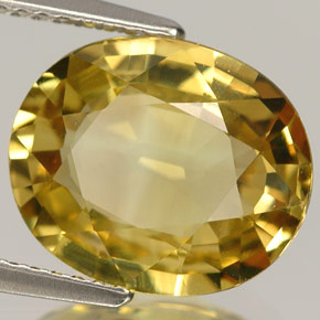 5.20 ct Yellow Chrysoberyl Stone, Natural Chrysoberyl in Oval Facet Shape for Sale
