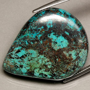 43.81 ct Multicolor Chrysocolla Gemstone, Chrysocolla Gem in Pear Cabochon Shape for Sale.