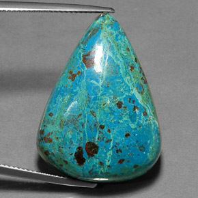 36.53 ct Multicolor Chrysocolla Gemstone, Chrysocolla Gem in Pear Cabochon Shape for Sale.