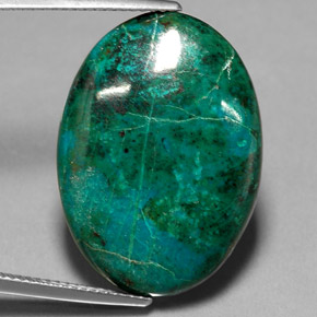 19.73 ct Multicolor Chrysocolla Gemstone, Chrysocolla Gem in Oval Cabochon Shape for Sale.