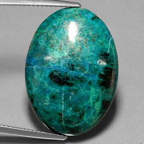 21.25 ct Multicolor Chrysocolla Gemstone, Chrysocolla Gem in Oval Cabochon Shape for Sale.