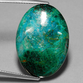 19.52 ct Multicolor Chrysocolla Gemstone, Chrysocolla Gem in Oval Cabochon Shape for Sale.