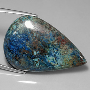 41.46 ct Multicolor Chrysocolla Stone, Natural Chrysocolla in Pear Cabochon Shape for Sale