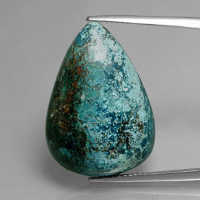 20.31 ct Multicolor Chrysocolla Gemstone, Chrysocolla Gem in Pear Cabochon Shape for Sale.