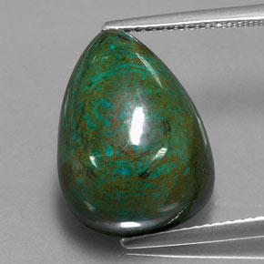 15.79 ct Multicolor Chrysocolla Gemstone, Chrysocolla Gem in Pear Cabochon Shape for Sale.