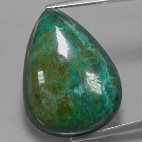 30.46 ct Multicolor Chrysocolla Gemstone, Chrysocolla Gem in Pear Cabochon Shape for Sale.