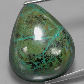 38.43 ct Multicolor Chrysocolla Gemstone, Chrysocolla Gem in Pear Cabochon Shape for Sale.
