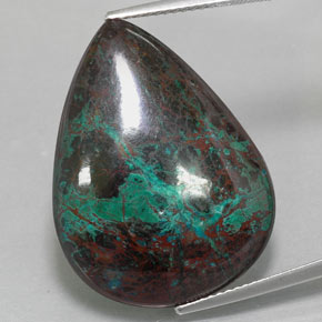 32.52 ct Multicolor Chrysocolla Gemstone, Chrysocolla Gem in Pear Cabochon Shape for Sale.