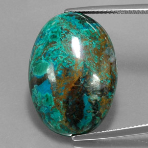 25.31 ct Multicolor Chrysocolla Gemstone, Chrysocolla Gem in Oval Cabochon Shape for Sale.