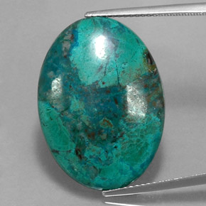 19.68 ct Multicolor Chrysocolla Gemstone, Chrysocolla Gem in Oval Cabochon Shape for Sale.