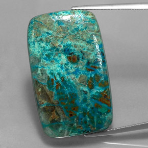34.02 ct Multicolor Chrysocolla Gemstone, Chrysocolla Gem in Baguette Cabochon Shape for Sale.