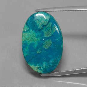 18.28 ct Multicolor Chrysocolla Gemstone, Chrysocolla Gem in Oval Cabochon Shape for Sale.