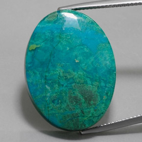 26.15 ct Multicolor Chrysocolla Gemstone, Chrysocolla Gem in Oval Cabochon Shape for Sale.