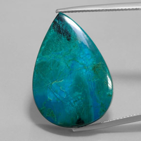 30.57 ct Multicolor Chrysocolla Gemstone, Chrysocolla Gem in Pear Cabochon Shape for Sale.