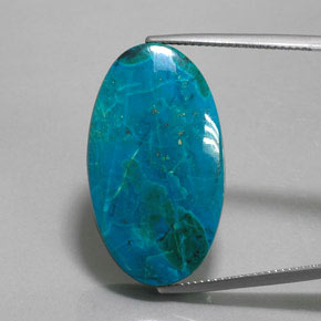 28.73 ct Multicolor Chrysocolla Gemstone, Chrysocolla Gem in Oval Cabochon Shape for Sale.