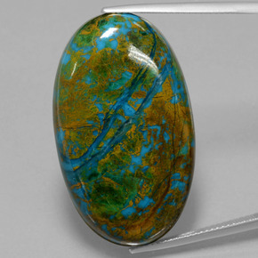 51.42 ct Multicolor Chrysocolla Gemstone, Chrysocolla Gem in Oval Cabochon Shape for Sale.