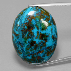 47.87 ct Multicolor Chrysocolla Gemstone, Chrysocolla Gem in Oval Cabochon Shape for Sale.