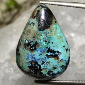 17.25 ct Multicolor Chrysocolla Gemstone, Chrysocolla Gem in Pear Cabochon Shape for Sale.