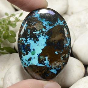 55.95 ct Multicolor Chrysocolla Gemstone, Chrysocolla Gem in Oval Cabochon Shape for Sale.