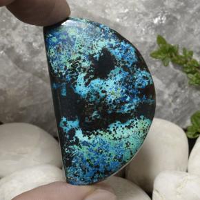 87.4ct Half Moon Cabochon Multicolor Chrysocolla Gem for sale 87.4ct Half Moon Cabochon Multicolor Chrysocolla Gem (ID: 471132)