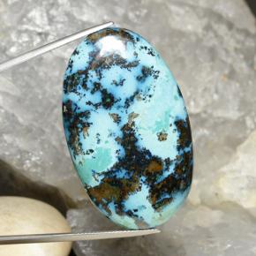 75.90 ct Multicolor Chrysocolla Gemstone, Chrysocolla Gem in Oval Cabochon Shape for Sale.