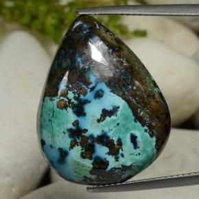 27.2ct Pear Cabochon Multicolor Chrysocolla Gem for sale 27.2ct Pear Cabochon Multicolor Chrysocolla Gem (ID: 472129)