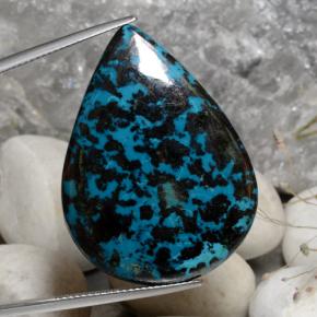 53.42 ct Multicolor Chrysocolla Gemstone, Chrysocolla Gem in Pear Cabochon Shape for Sale.