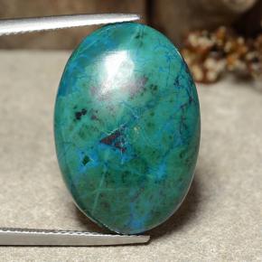 20.87 ct Multicolor Chrysocolla Gemstone, Chrysocolla Gem in Oval Cabochon Shape for Sale.