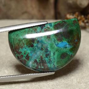 28.27 ct Multicolor Chrysocolla Stone, Natural Chrysocolla in Half Moon Cabochon Shape for Sale