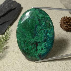 60.48 ct Multicolor Chrysocolla Gemstone, Chrysocolla Gem in Oval Cabochon Shape for Sale.