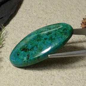 Chrysocolla Gemstone in 37.1 x 20.7 mm Size for Sale, Chrysocolla Stone in Deep Green Color