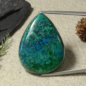 44.67 ct Multicolor Chrysocolla Gemstone, Chrysocolla Gem in Pear Cabochon Shape for Sale.