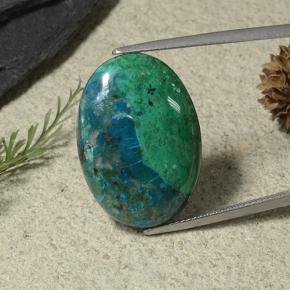 19.55 ct Multicolor Chrysocolla Gemstone, Chrysocolla Gem in Oval Cabochon Shape for Sale.