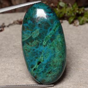 43.61 ct Multicolor Chrysocolla Gemstone, Chrysocolla Gem in Oval Cabochon Shape for Sale.