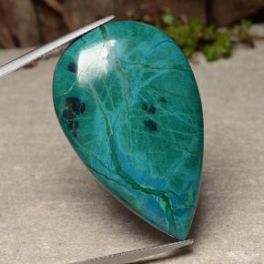 60.60 ct Multicolor Chrysocolla Gemstone, Chrysocolla Gem in Pear Cabochon Shape for Sale.